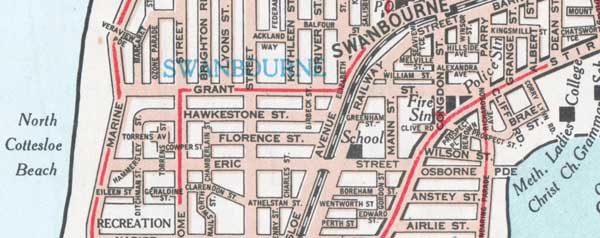 old map showing location of Mann Street